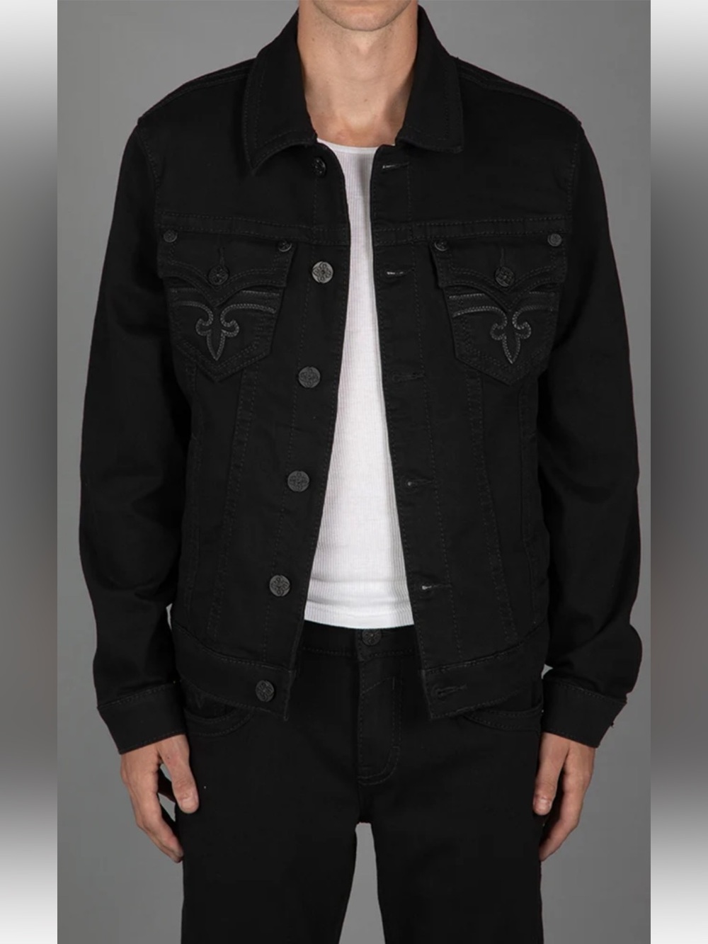 ROCK REVIVAL Black Men's Denim Jacket - Contemporary Classic